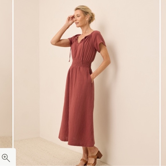 Pact Dresses & Skirts - Pact Women's Organic Cotton Coastal Double Gauze Boho Midi Dress size Medium